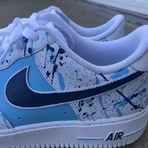 Air Force 1 Splatter Sky Baby Blue Navy Dark White Custom Shoes Mens Womens Kids Nike | Shoes | Air Force Splatter Sky Baby Blue Navy Dark  main image 4